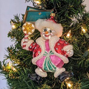 2006 Christopher Radko "Peppermint Joy" Snowman Fine Glass Ornament